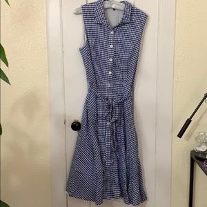 Plus Size Gingham Sleeveless Buttondown Dress